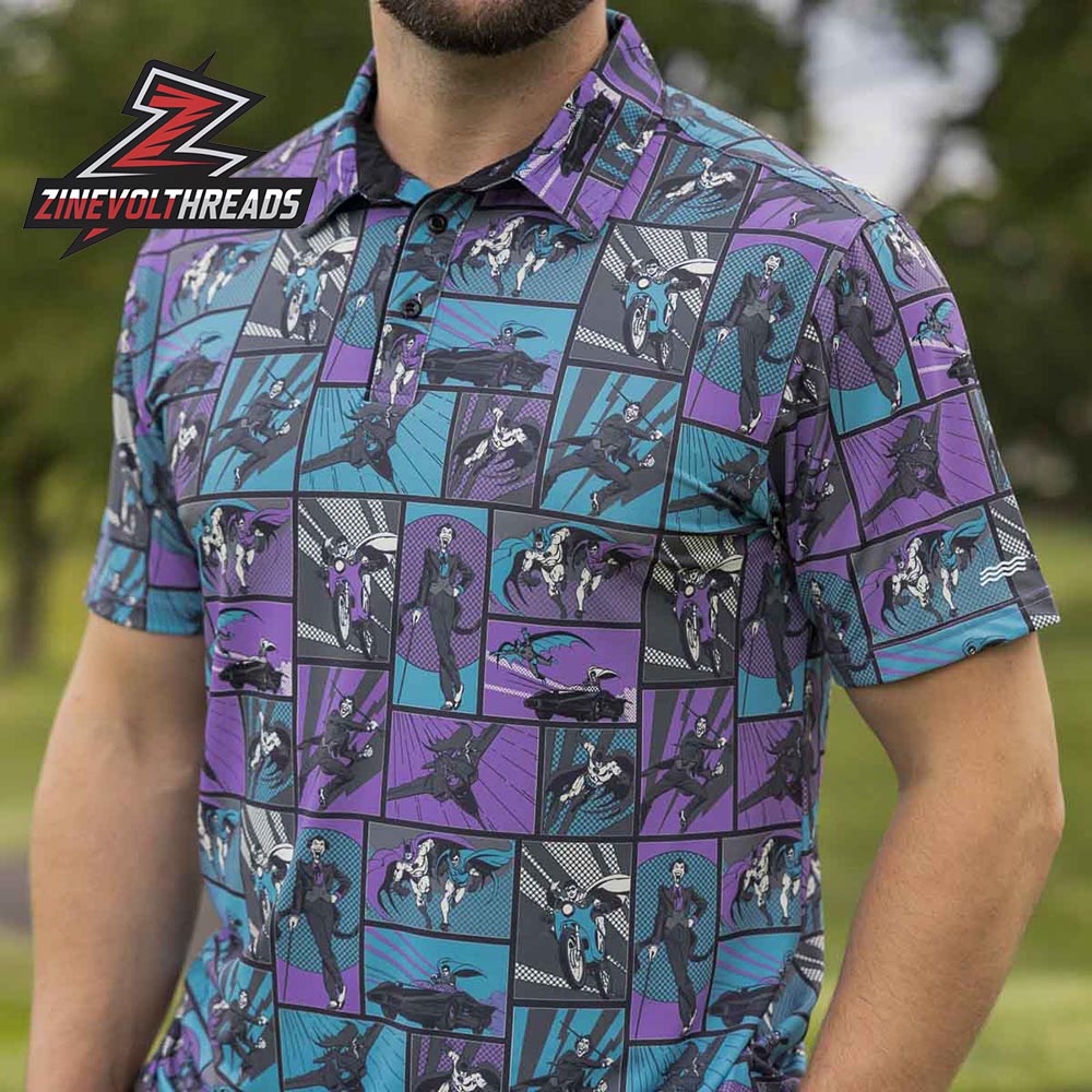 Batman 85th Anniversary Funny Papers RSVLTS All-Day Polo Shirt